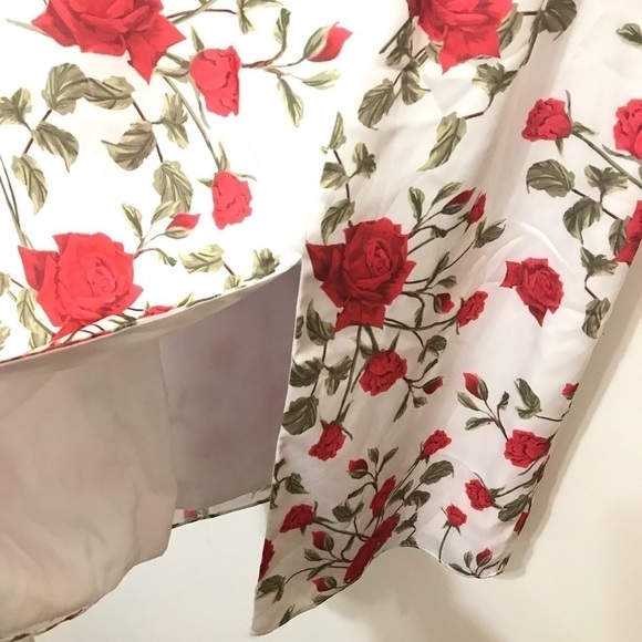 Fame and Partners Briar Rose White Red Floral One Shoulder Dress Ruffle US 8 NWT - Picture 9 of 12